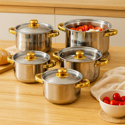 Lucien | 5-teiliges antihaftbeschichtetes Edelstahl-Kochgeschirr-Set