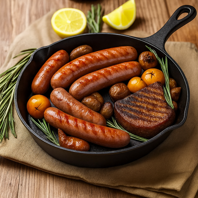 Alvaris | 3-teiliges, vorgewürztes Gusseisen-Bratpfannenset