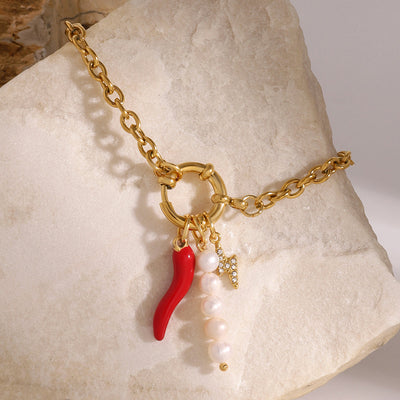 Chili-Charm-Armband in Gold