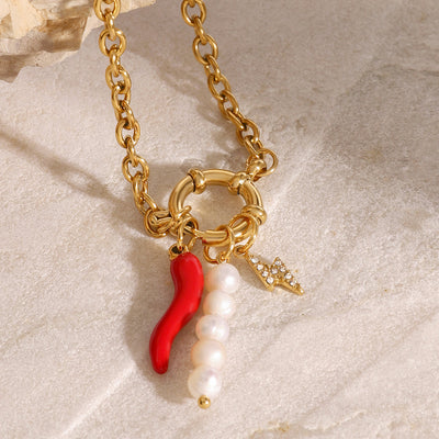 Chili-Charm-Armband in Gold