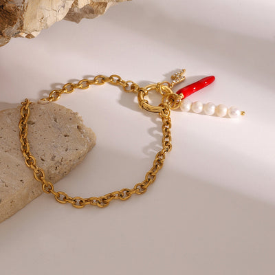 Chili-Charm-Armband in Gold