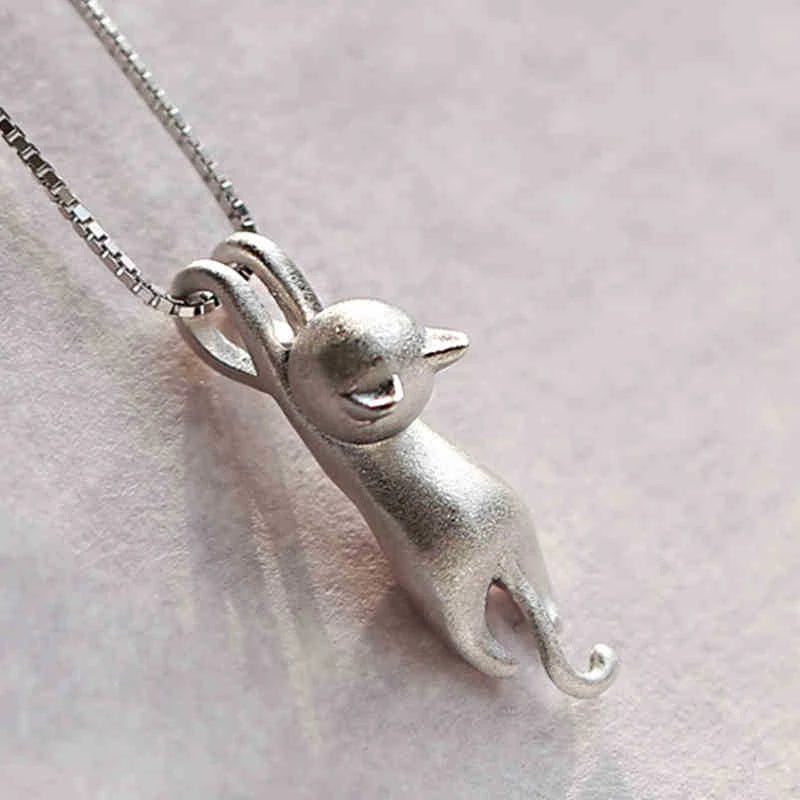 925 Sterling Silber Verspielte Kitty Halskette