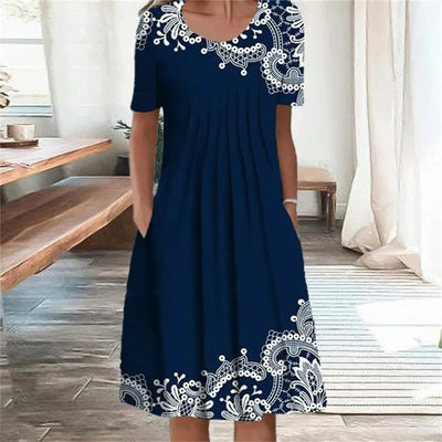 Calliope – Baumwollkleid mit Rundhalsausschnitt