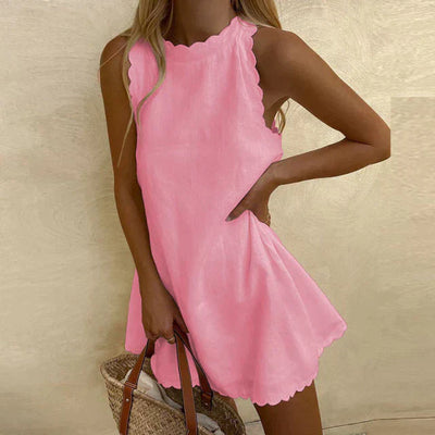 Shamri – Minikleid aus Baumwollleinen mit Muschelsaum