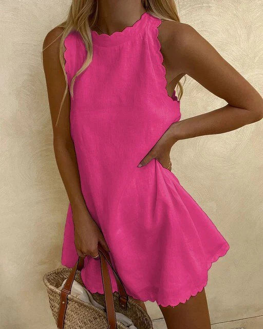 Shamri – Minikleid aus Baumwollleinen mit Muschelsaum