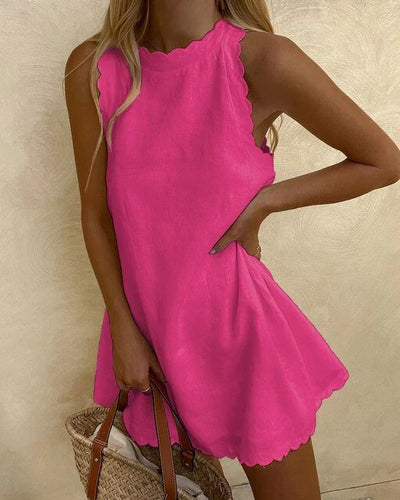 Shamri – Minikleid aus Baumwollleinen mit Muschelsaum