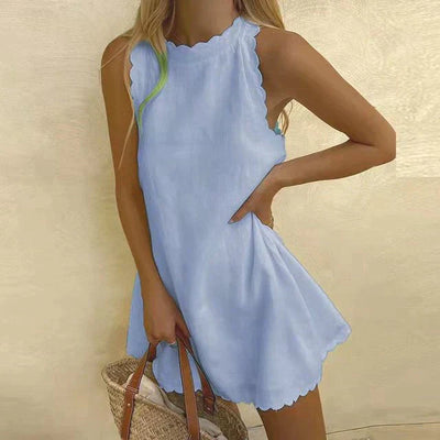 Indira – Ärmelloses Leinen-Minikleid mit Muschelsaum