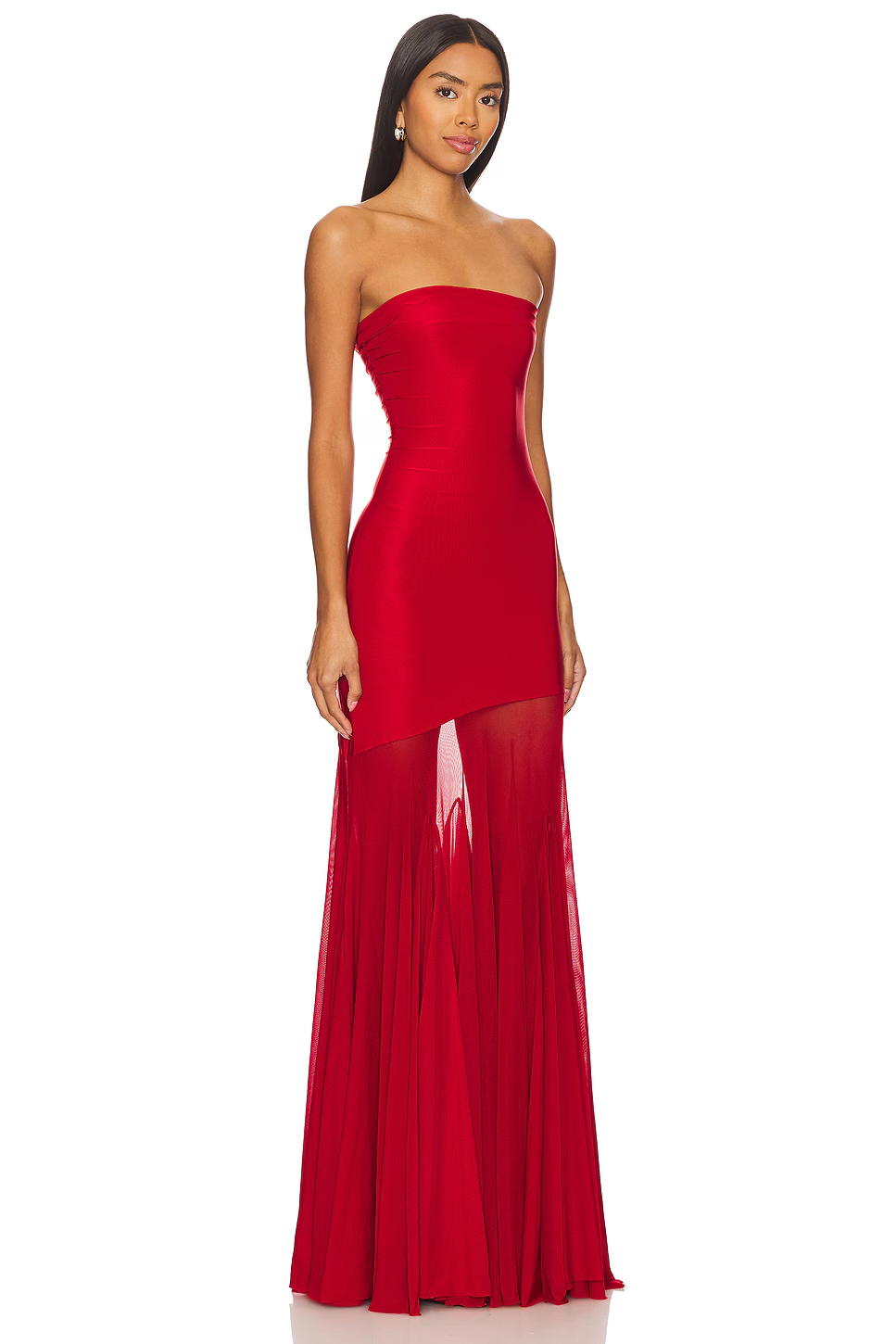 Schulterfreies Maxikleid mit Tüllrock und figurbetontem Schnitt für Damen