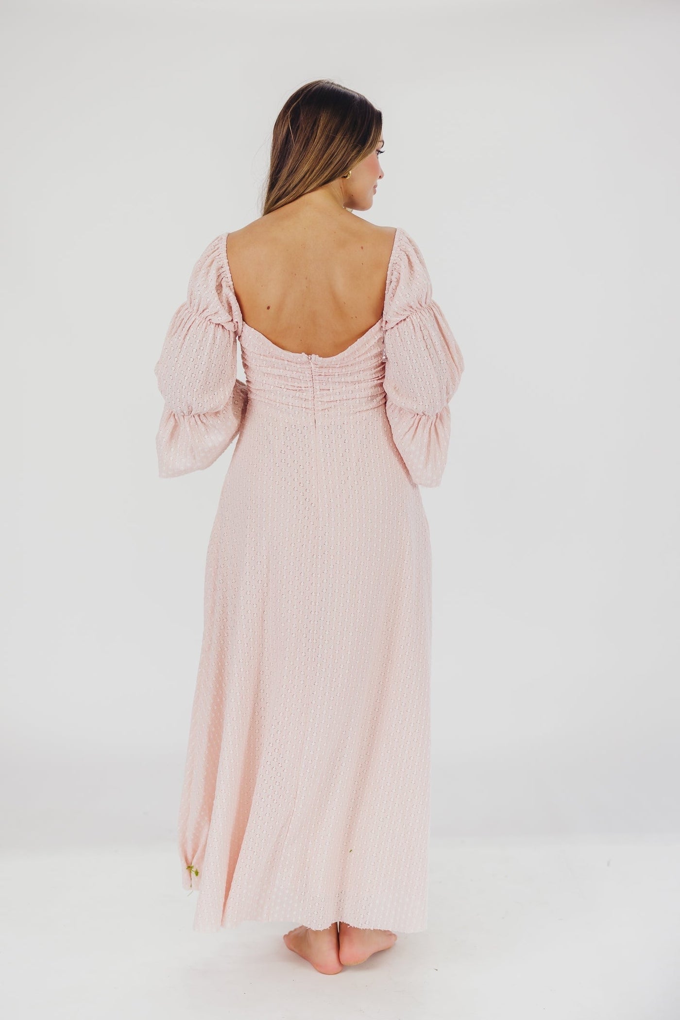 Corrine - langes Kleid mit rüschenärmeln und taschen - ballerina-pink - stoßfest