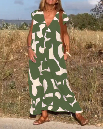 ELENA KLEID MIT PRINTMUSTER UND V-AUSSCHNITT