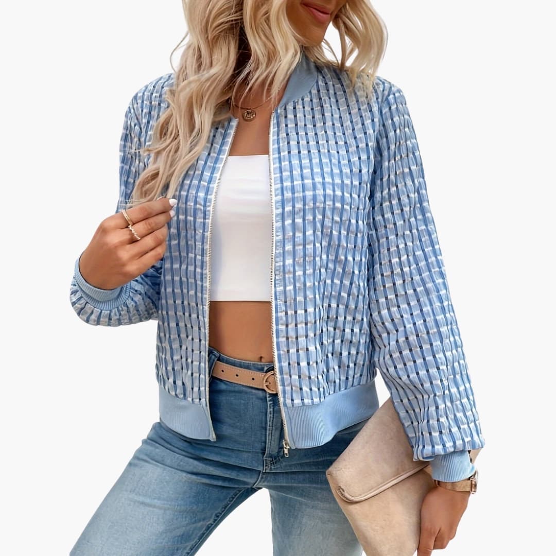 Damen Bomberjacke mit Reißverschluss und Rippbündchen