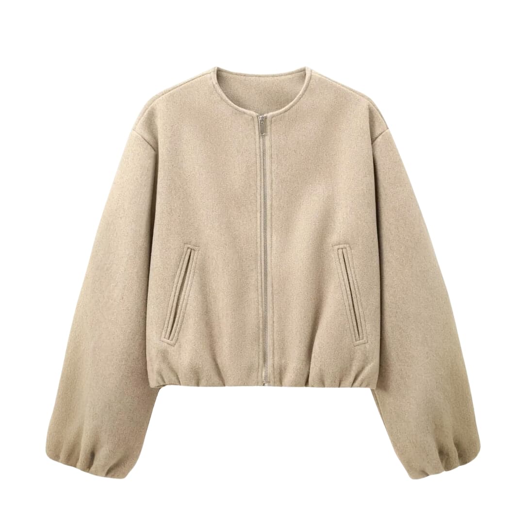 Damen Bomberjacke mit durchgehendem Reißverschluss und langen Ärmeln