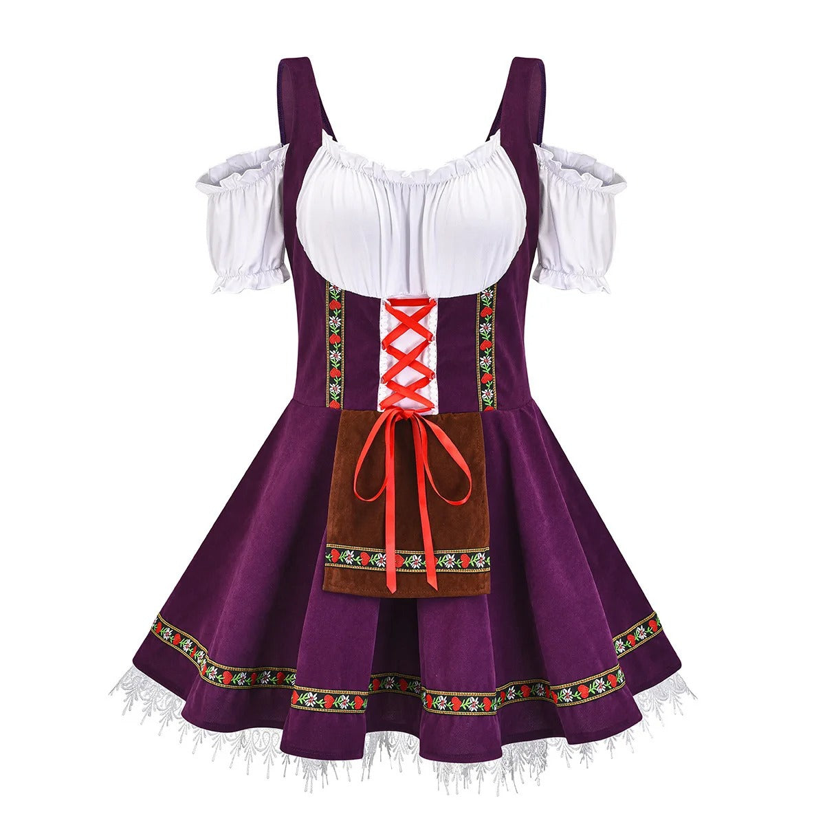 Damen Dirndl Kleid Traditionell Elegant mit Passender Schürze