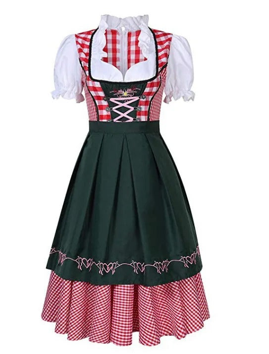 Damen Dirndl Kleid Traditionell Elegant mit Passender Schürze