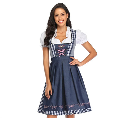 Damen Dirndl Kleid Traditionell Elegant mit Passender Schürze