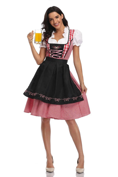 Damen Dirndl Kleid Traditionell Elegant mit Passender Schürze