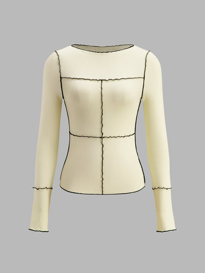 Damen Langarmshirt Baumwolle Lyocell Slim Fit mit Lettuce Trim