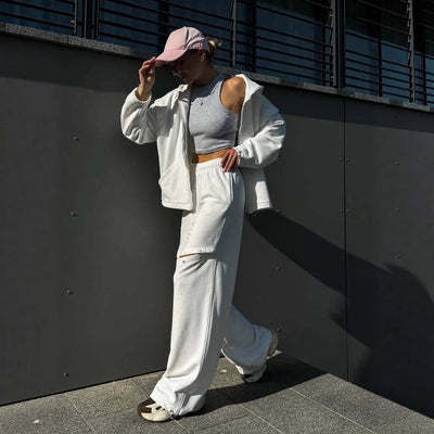 Damen Loungewear-Set mit Kapuze und Cut-Outs