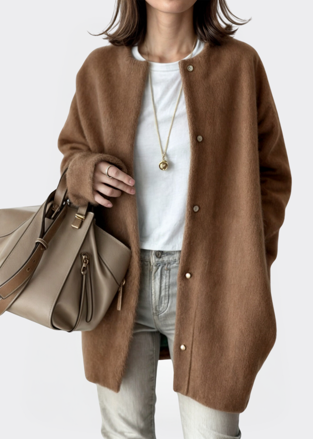 Damen Strickjacke Hochwertiger Strick Offenes Design