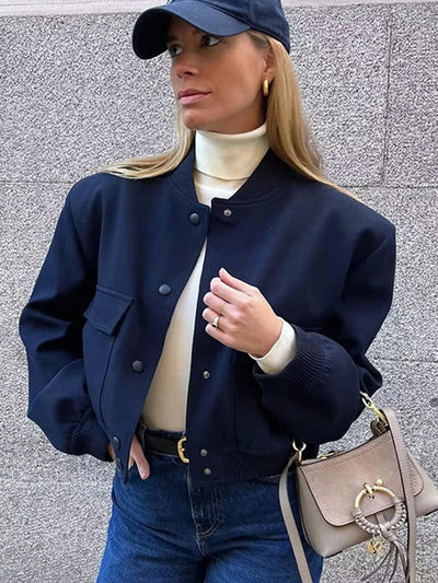 Damenjacke Bomber Stil Robustes Material für Übergangszeiten