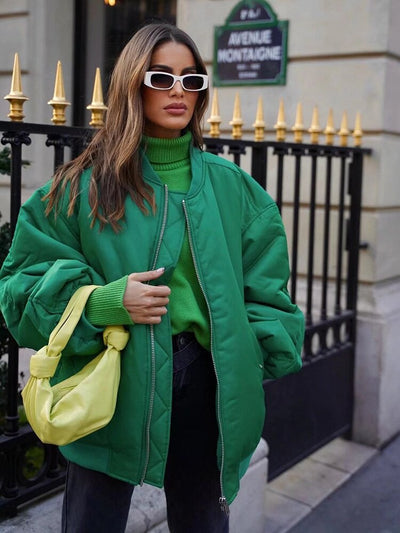 Damenjacke Bomberjacke Übergröße Atmungsaktives Material Trendstyle