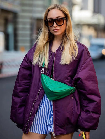 Damenjacke Bomberjacke Übergröße Atmungsaktives Material Trendstyle