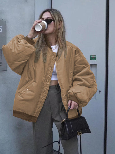Damenjacke Bomberjacke Übergröße Atmungsaktives Material Trendstyle