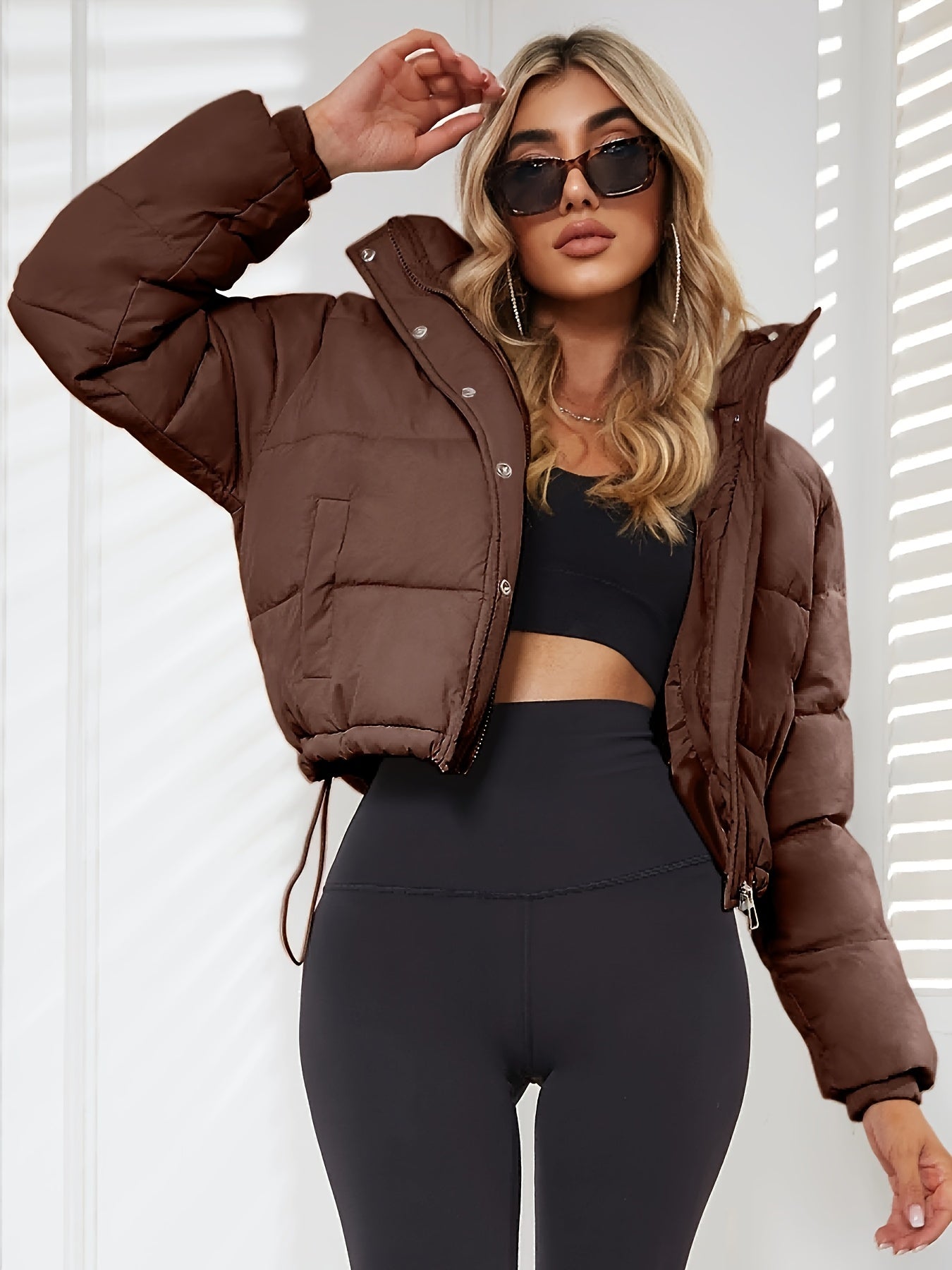 Damenjacke Übergangsjacke Polyester Kurz mit Kapuze