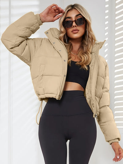 Damenjacke Übergangsjacke Polyester Kurz mit Kapuze