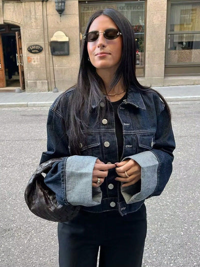 Mina | Damen Übergangsjacke Mit Krempelärmeln & Knopfleiste