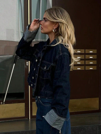 Mina | Damen Übergangsjacke Mit Krempelärmeln & Knopfleiste