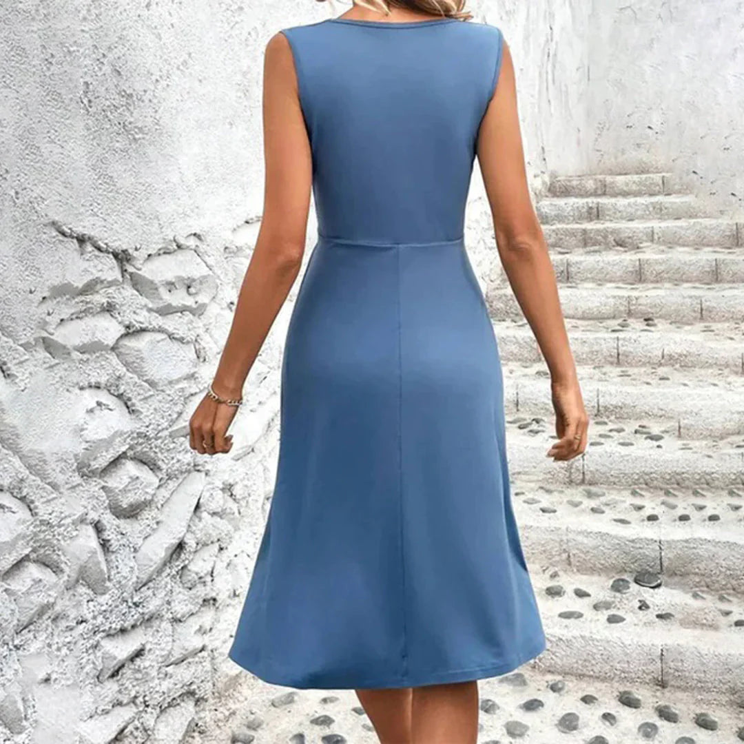 Lenibelle – Ärmelloses A-Linien-Kleid mit V-Ausschnitt und Blumendruck