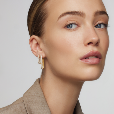 Gold Icon Pavé Hoop Earrings