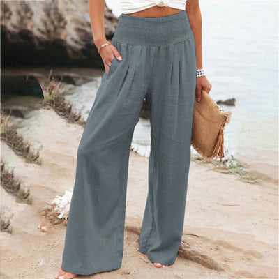 Marsha – Hochwertige Strandhose aus Leinen mit weitem Bein