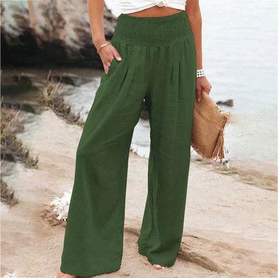 Marsha – Hochwertige Strandhose aus Leinen mit weitem Bein