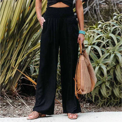 Marsha – Hochwertige Strandhose aus Leinen mit weitem Bein