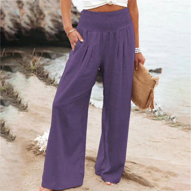 Marsha – Hochwertige Strandhose aus Leinen mit weitem Bein