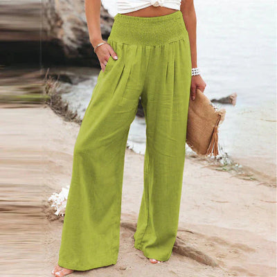 Marsha – Hochwertige Strandhose aus Leinen mit weitem Bein