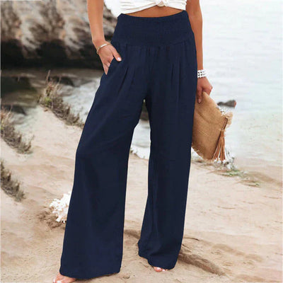 Marsha – Hochwertige Strandhose aus Leinen mit weitem Bein