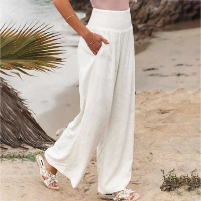 Marsha – Hochwertige Strandhose aus Leinen mit weitem Bein
