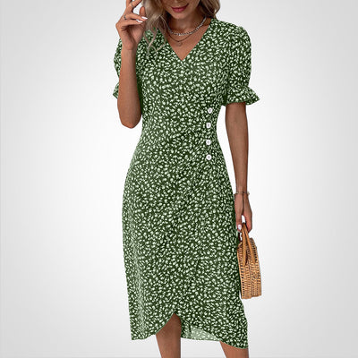 Merly - Kleid mit geblümtem V-Ausschnitt