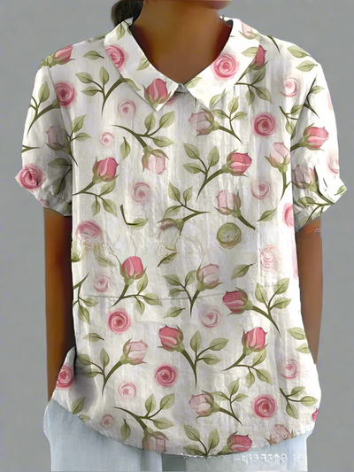 LARA™ | Vintage-Bluse in Leinenoptik
