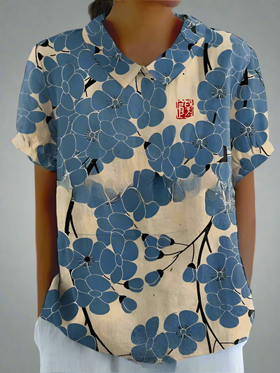 LARA™ | Vintage-Bluse in Leinenoptik