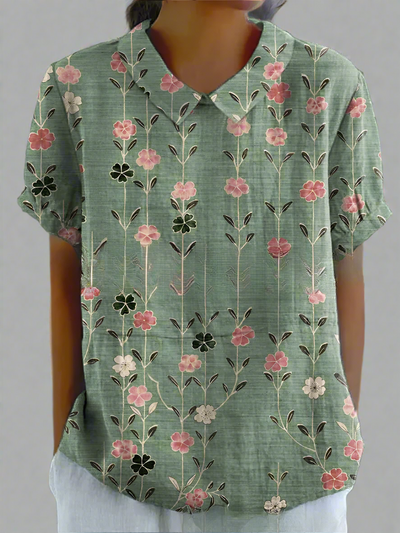 LARA™ | Vintage-Bluse in Leinenoptik