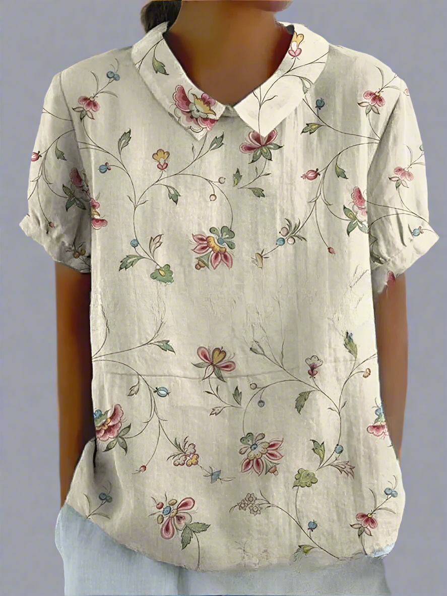 LARA™ | Vintage-Bluse in Leinenoptik