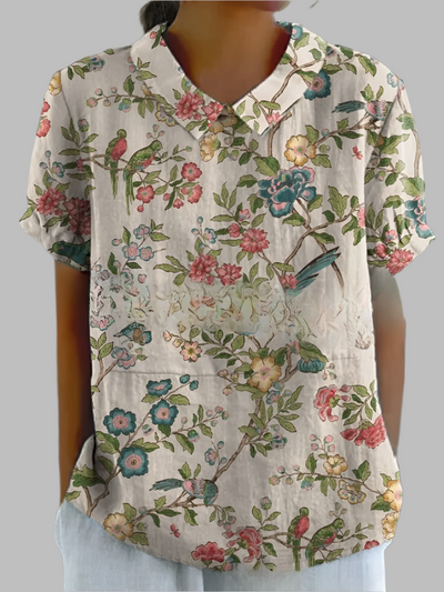 LARA™ | Vintage-Bluse in Leinenoptik