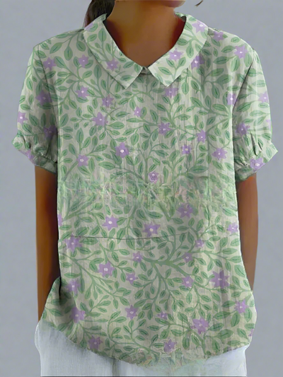 LARA™ | Vintage-Bluse in Leinenoptik