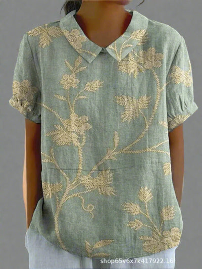 LARA™ | Vintage-Bluse in Leinenoptik