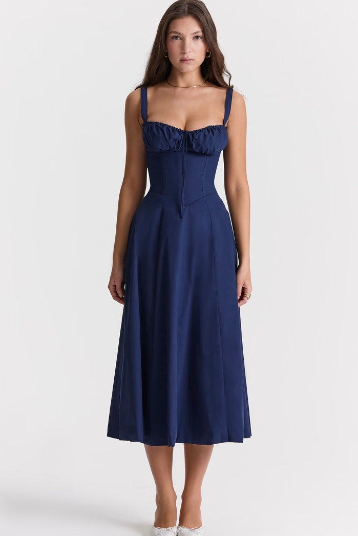 Elegantes Damen Sommerkleid – A-Linie, Midi, Schlitz