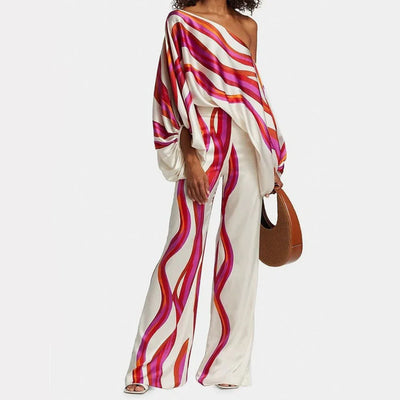 Irene – Elegantes, bedrucktes Off-Shoulder-Zweiteiler-Set